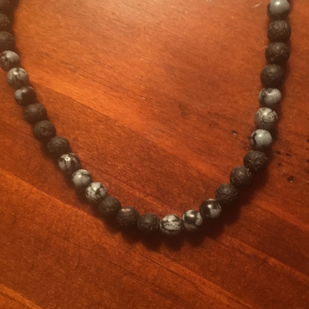 Delicate black and white stone necklace